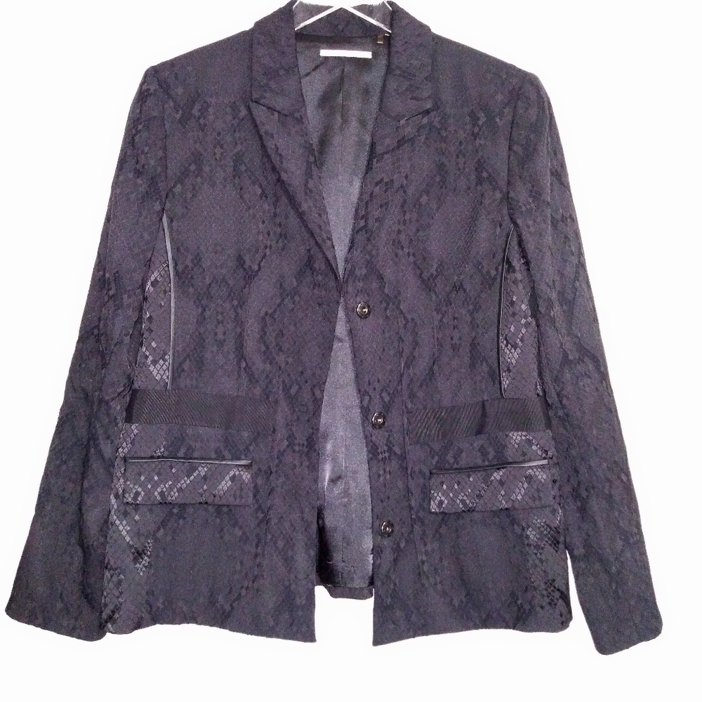 Tahari | Black Blazer W/Snakeskin Design Sz 14